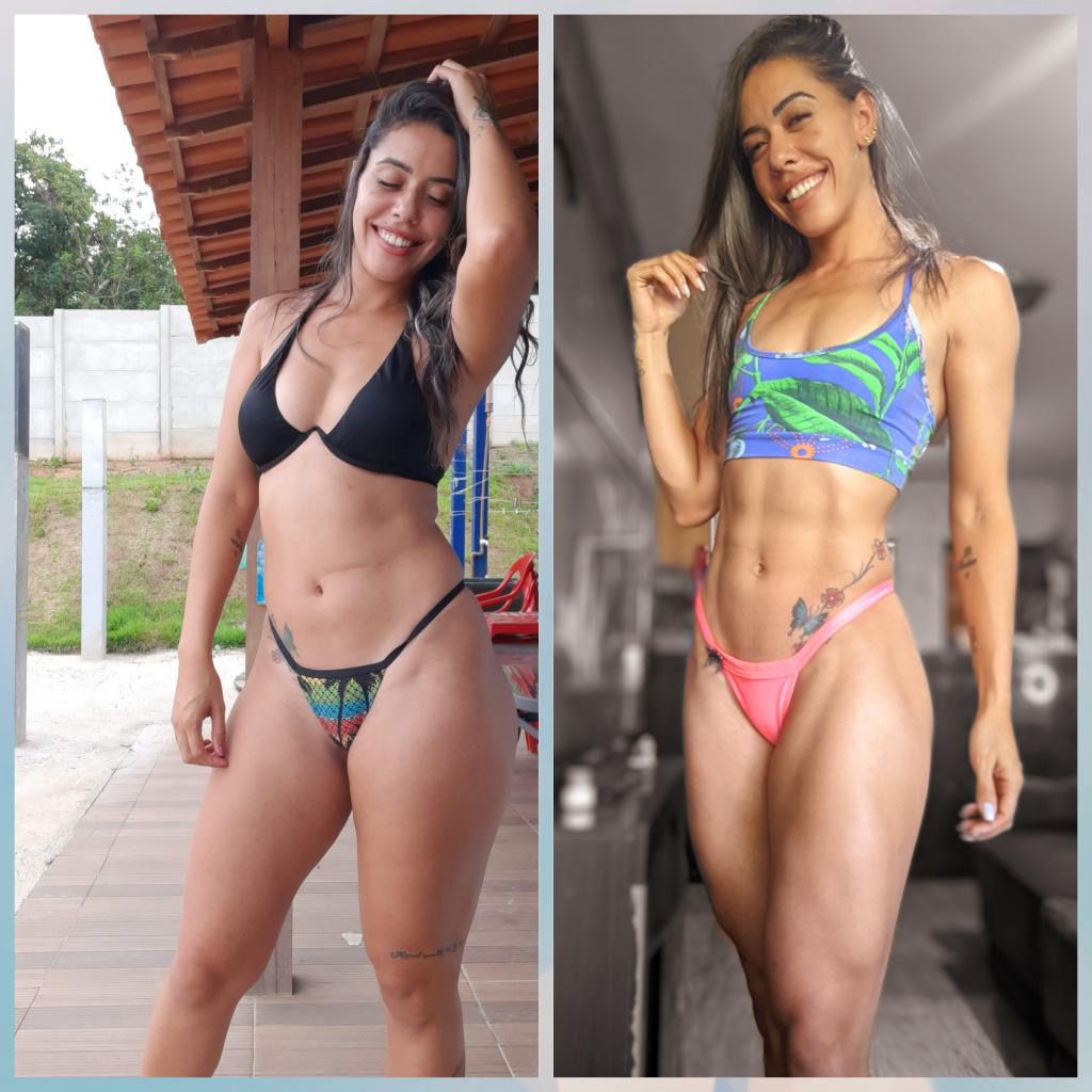 Antes e depois de aluna da Natflix Fitness