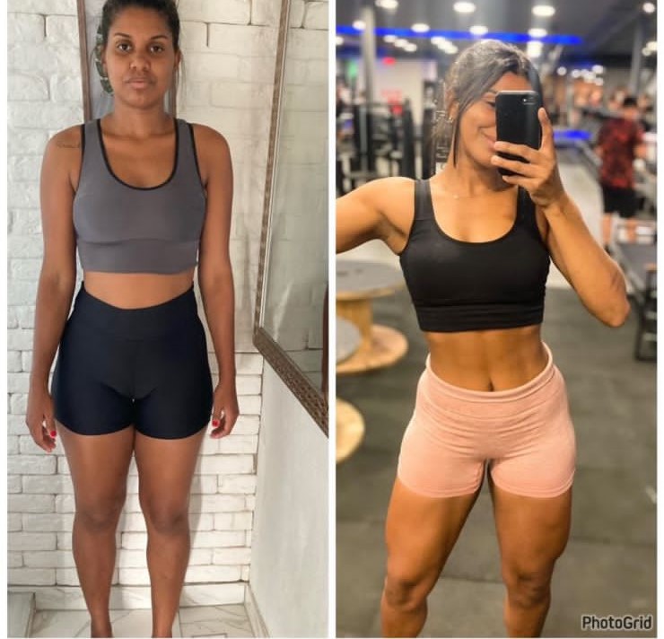 Antes e depois de aluna da Natflix Fitness