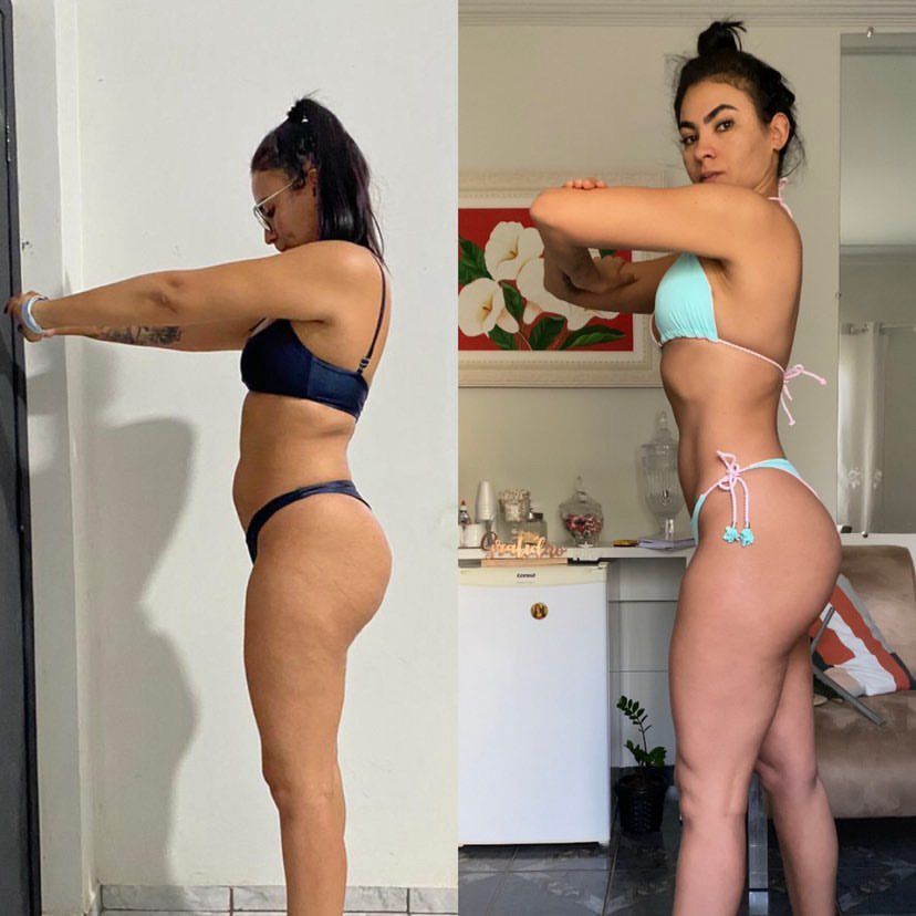 Antes e depois de aluna da Natflix Fitness